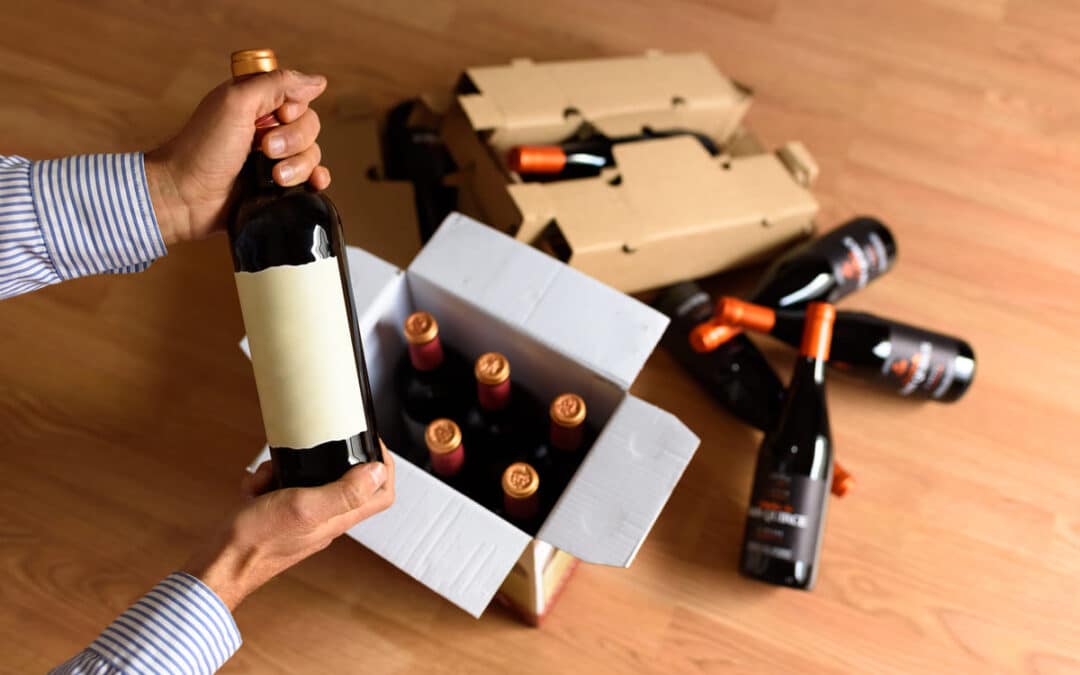 Cardboard box with quality wine bottles
